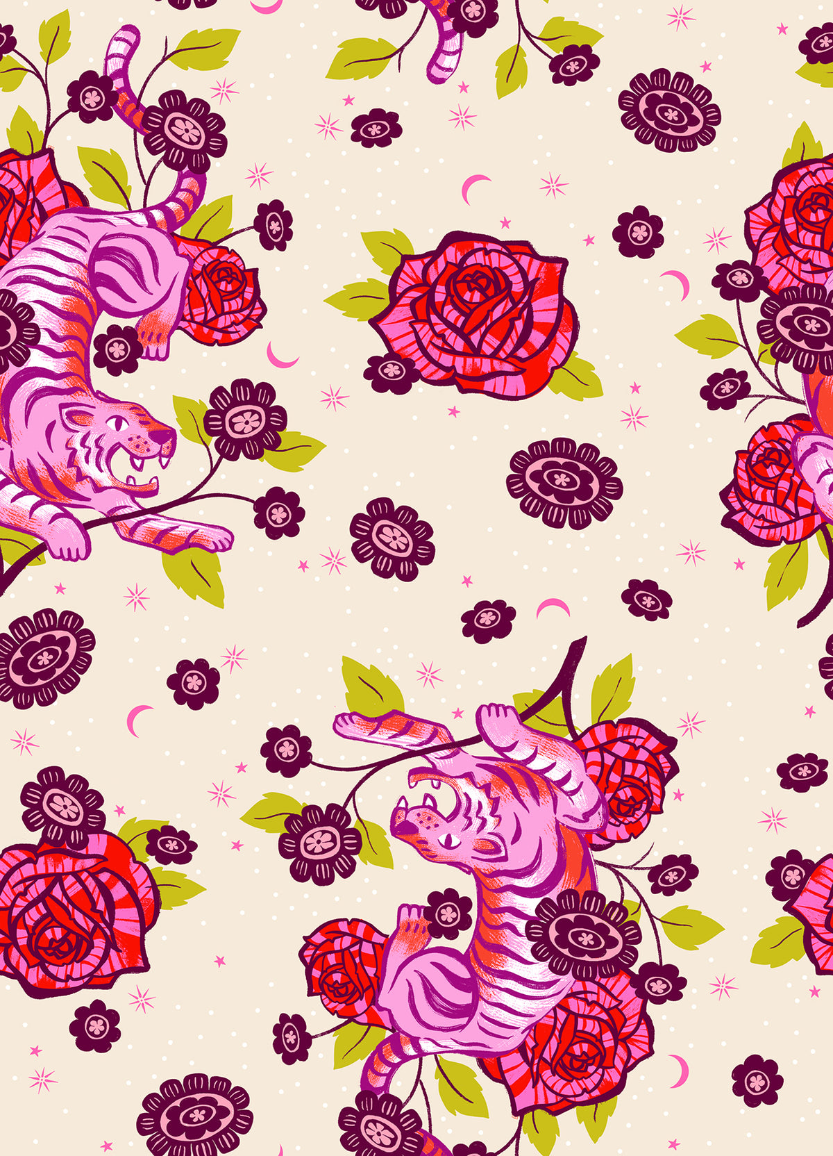 PREORDER Ink Shop || Tiger Rose Shell || Cotton Quilting Fabric