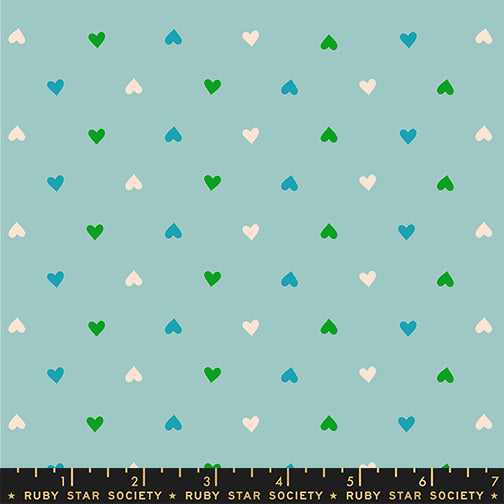 PREORDER Best Day Ever || Hearts Turquoise || Cotton Quilting Fabric