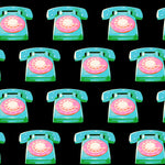 PREORDER Sparkle Mart || Telephones Black || Cotton Quilting Fabric