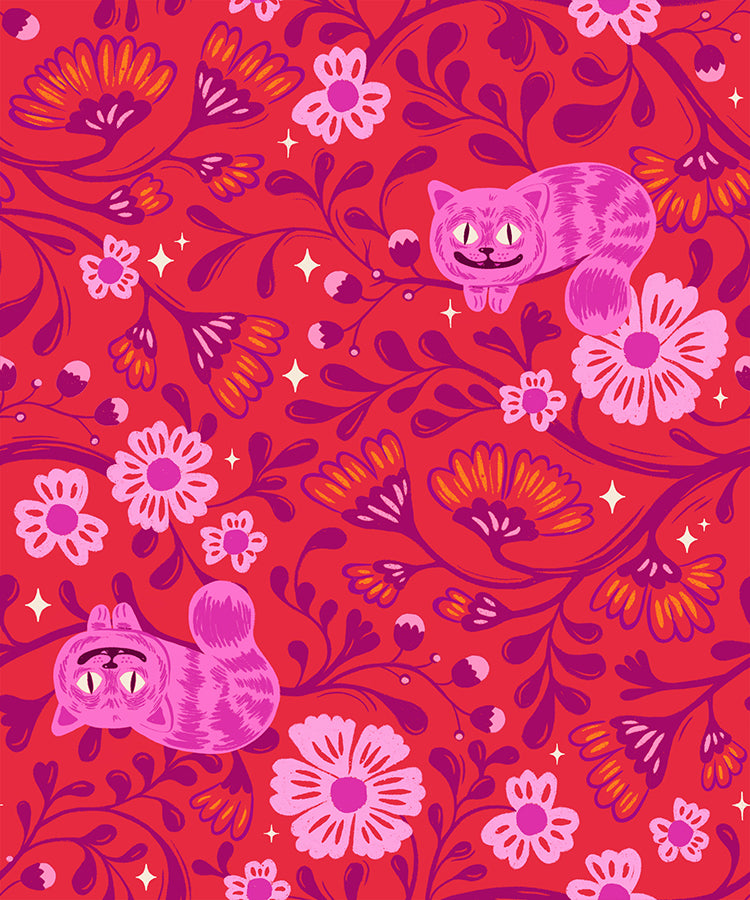 PREORDER Hello Alice || Cheshire Ruby || Cotton Quilting Fabric