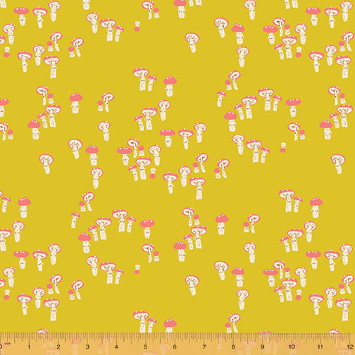 Heather Ross Far Far Away III || Mushrooms Green || Cotton Quilting Fabric