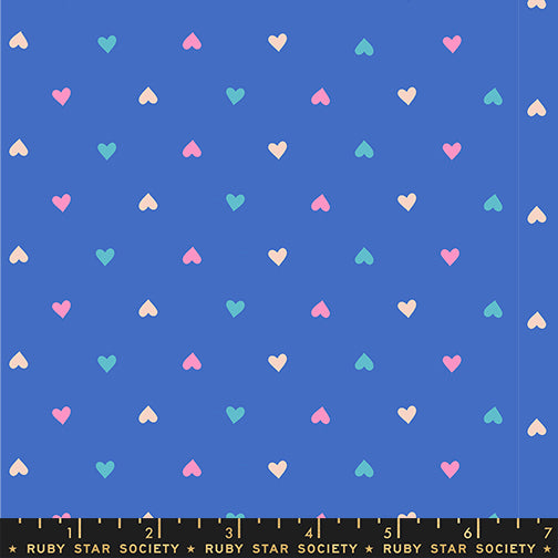 PREORDER Best Day Ever || Hearts Lapis || Cotton Quilting Fabric