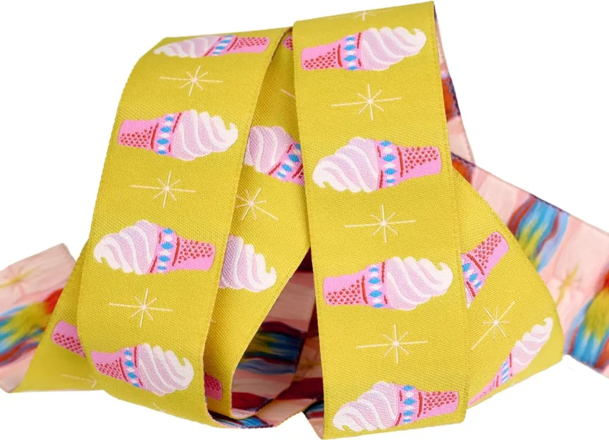 Designer Renaissance Ribbons: Ice Cream in Golden Hour 1.25" BTY