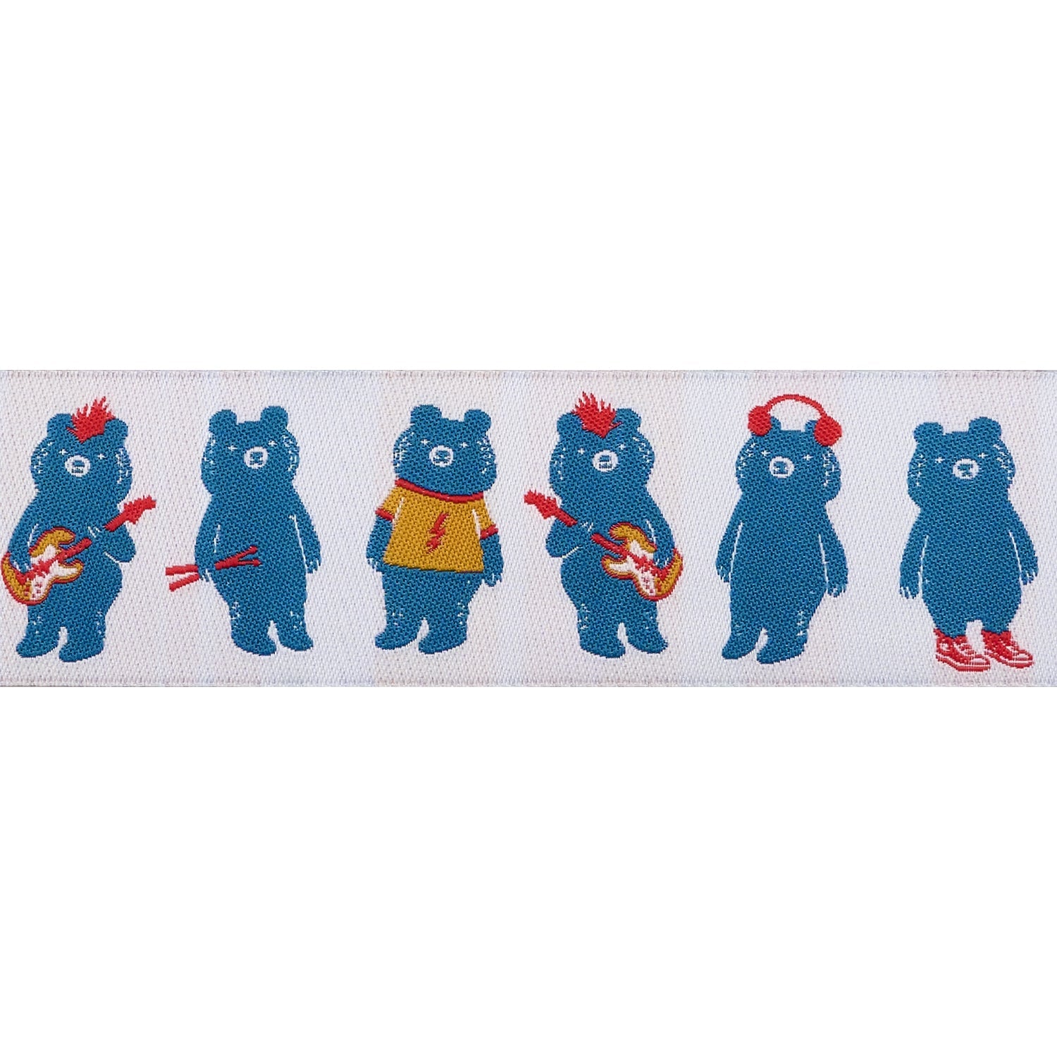 Designer Renaissance Ribbons: Teddy and the Bears - The Band in Buttercream 1.5" BTY