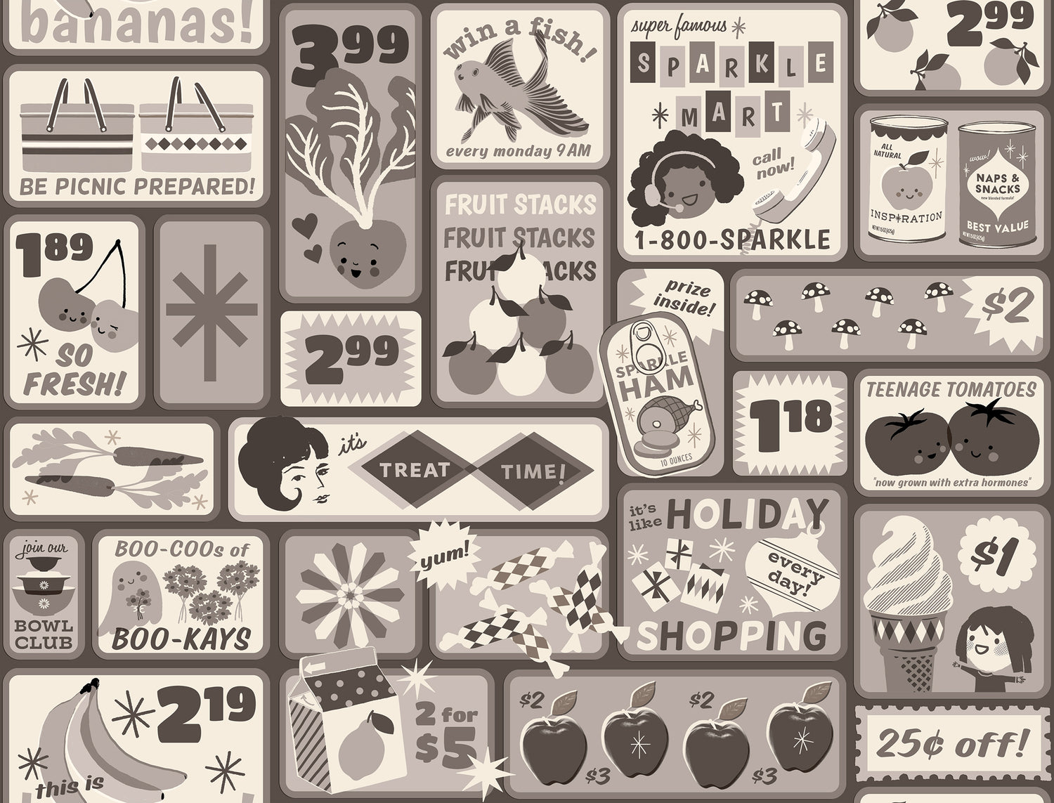 PREORDER Sparkle Shopper || Sparkle Shopper Newsprint || Cotton Quilting Fabric