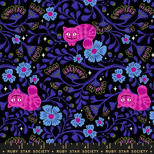 PREORDER Hello Alice || Cheshire Black || Cotton Quilting Fabric