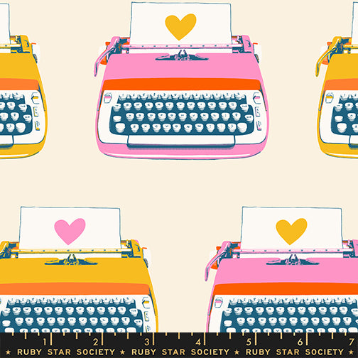 PREORDER Best Day Ever || Typewriters Natural || Cotton Quilting Fabric