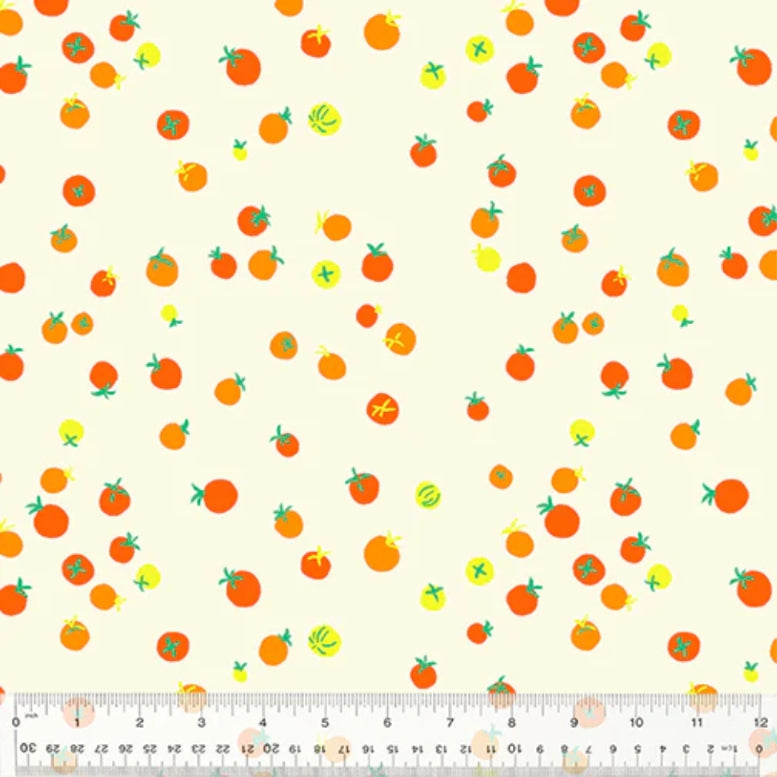 Heather Ross Country Mouse || Cherry Tomatoes Tangerine || Cotton Quilting Fabric