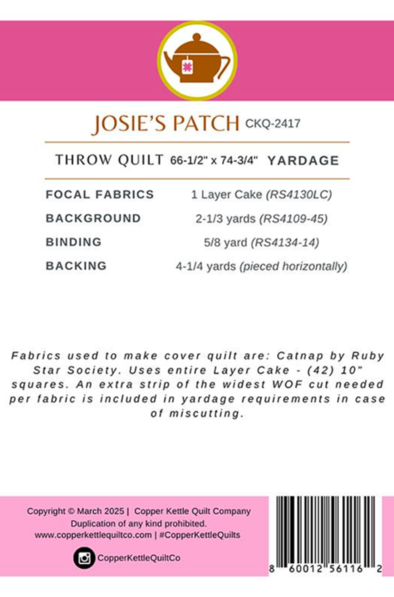 Josie's Patch Printed Quilt Pattern