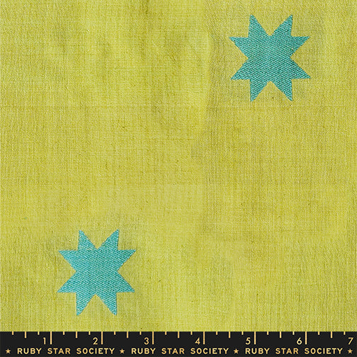 PREORDER Warp and Weft Mystic Fable || Quilt Star Pistachio || Cotton Woven Quilting Fabric
