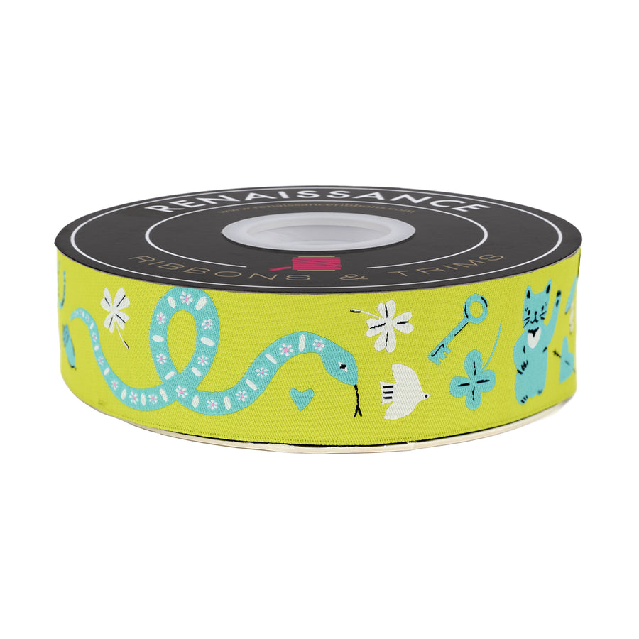 Designer Renaissance Ribbons: Ooh Lucky Lucky - Lucky in Citron 1.5" BTY