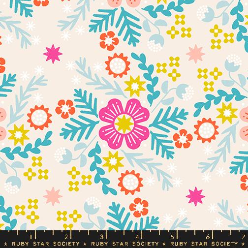 Pivot || Wildflowers Natural || Linen Canvas || Half Yard