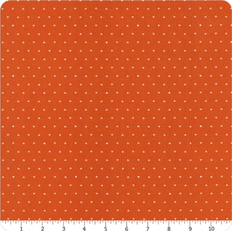 5-YARD BACKING Joyful June || Orange Ditzy Hearts || Cotton Quilting Fabric