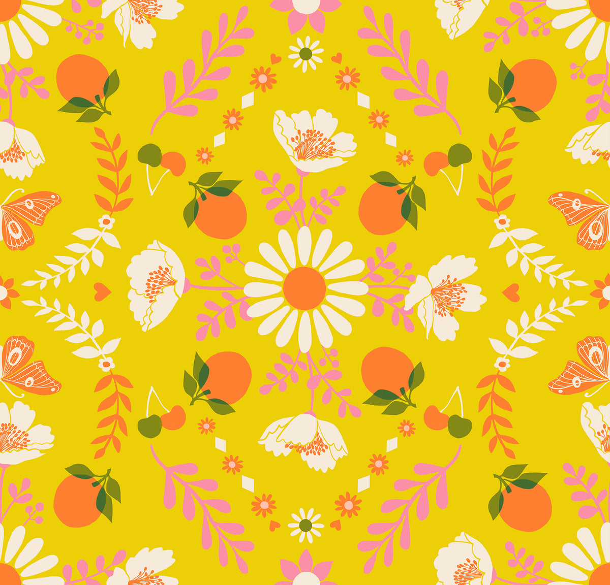JUICY || Poppy Garden Golden Hour || Cotton Quilting Fabric