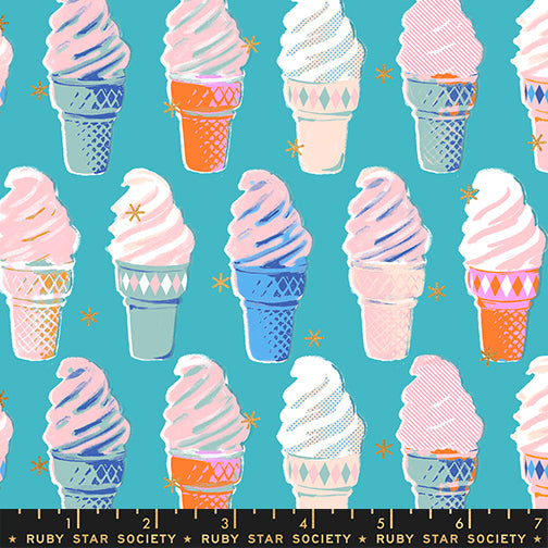 PREORDER Best Day Ever || Ice Cream Dark Turquoise || Cotton Quilting Fabric