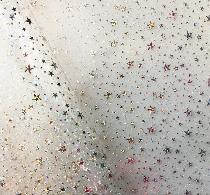 Clear Glitter STARS Vinyl 18 x 56
