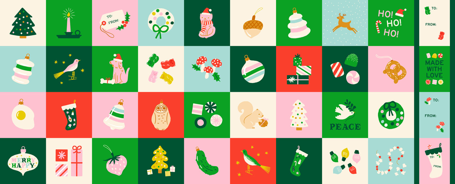 PREORDER MERRY HAPPY || Merry Happy Panel Lollipop || Cotton Quilting Fabric
