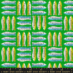 PREORDER 1-800-Calico || Little Sardines Verdant || Cotton Quilting Fabric