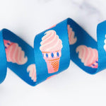 1.5" Ice Cream Bright Blue Webbing || Half Yard