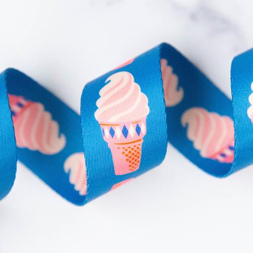 1.5" Ice Cream Bright Blue Webbing || Half Yard