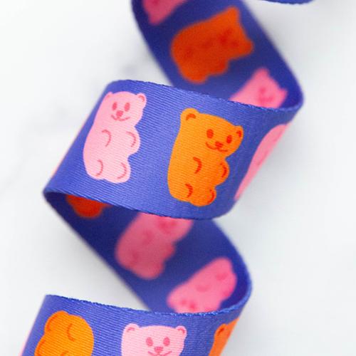 1.5" Gummy Bears Royal Blue Webbing || Half Yard