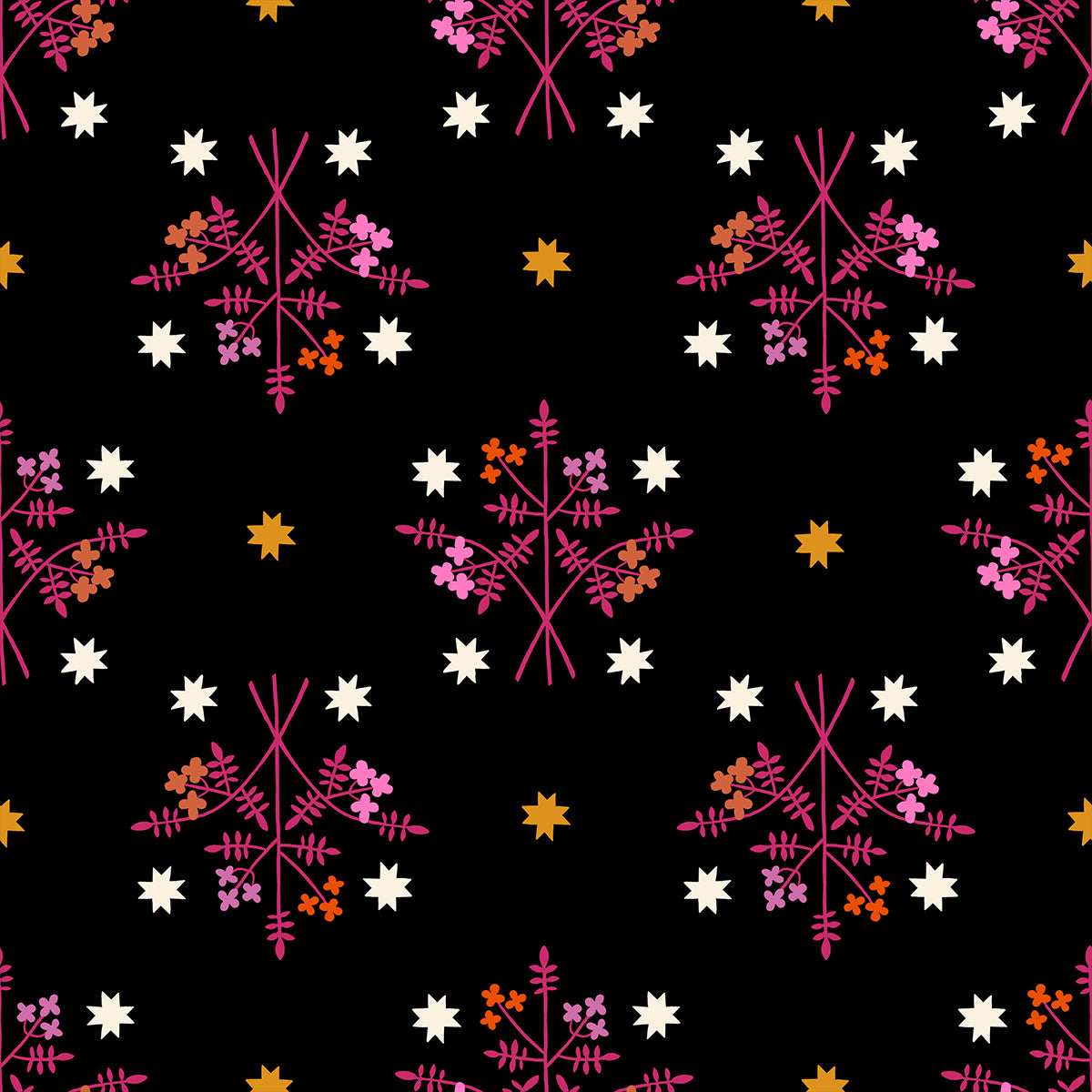 PREORDER 1-800-Calico || Bouquet Black || Cotton Quilting Fabric