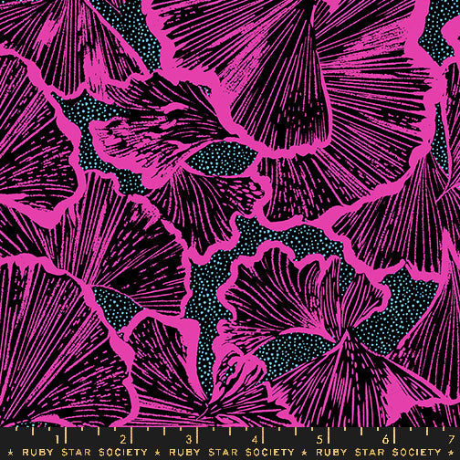 PREORDER Glow Garden || Ginko Florals Black || Cotton Quilting Fabric