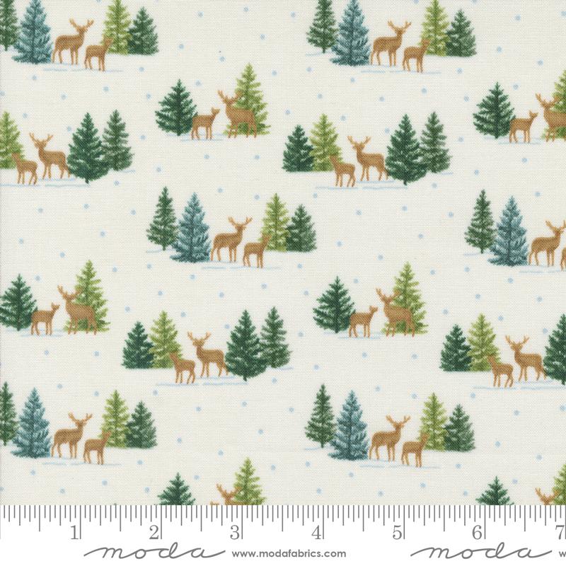 Woodland Winter || Tiny Tree Deer White || Cotton Quilting Fabric || Half Yard