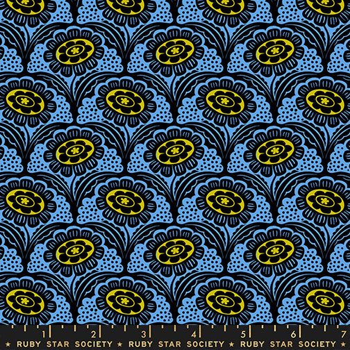 PREORDER Ink Shop || Scallop Flower Lindley Blue || Cotton Quilting Fabric