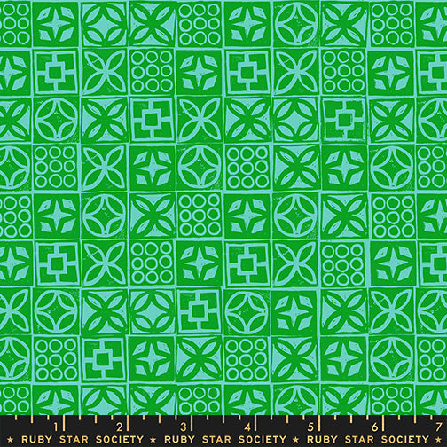 PREORDER Poolside Too || Architectural Blocks Verdant || Cotton Quilting Fabric