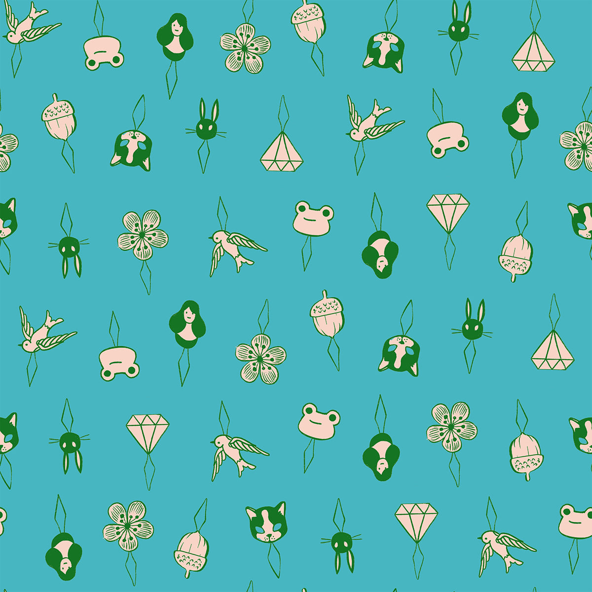 PREORDER 1-800-Notion || Thread Charms Turquoise || Cotton Quilting Fabric