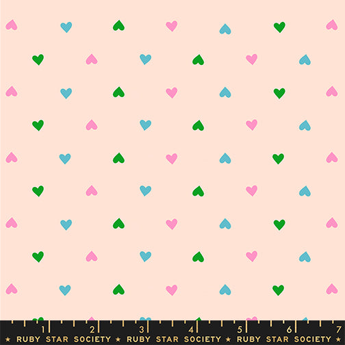 PREORDER Best Day Ever || Hearts Peach Cream || Cotton Quilting Fabric