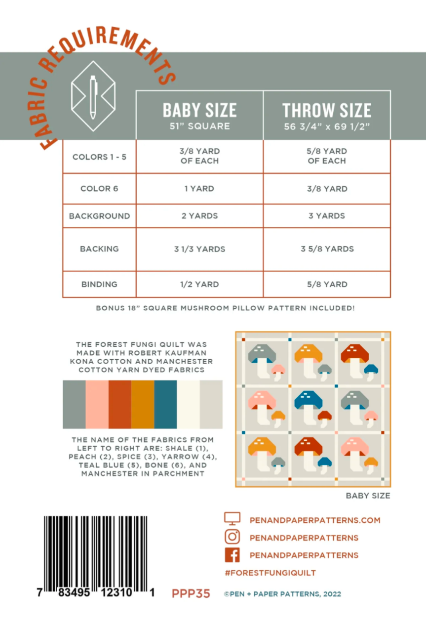 Forest Fungi Quilt Pattern