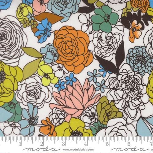 True to Hue || Hidden Facet Florals Dove || Cotton Quilting Fabric