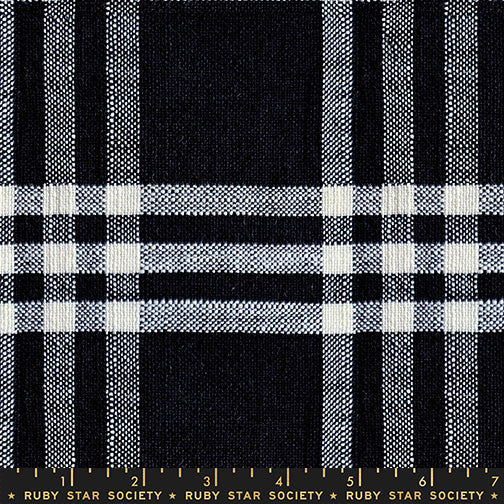 Warp and Weft Mystic Fable || Horizon Plaid Black || Chore Coat Fabric HALF YARD