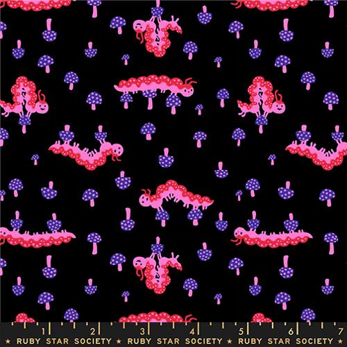 PREORDER Hello Alice || Caterpillar Black || Cotton Quilting Fabric