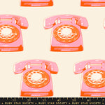 PREORDER Sparkle Mart || Telephones Natural || Cotton Quilting Fabric