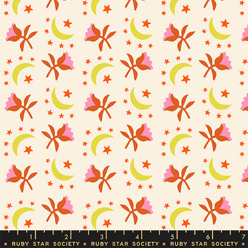 PREORDER Catnap || Moonflower Natural || Cotton Quilting Fabric