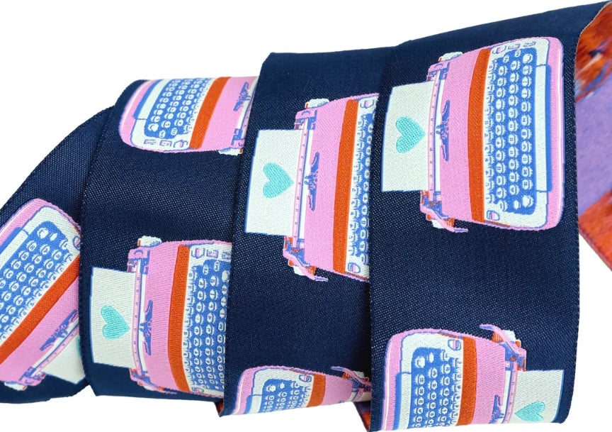 Designer Renaissance Ribbons: Best Day Typewriters in Teal 2" BTY