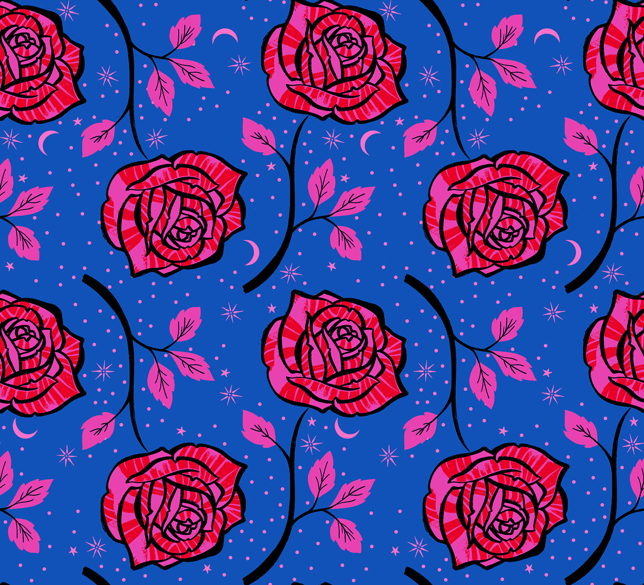 PREORDER Ink Shop || Ink Rose Blue Ribbon || Cotton Quilting Fabric