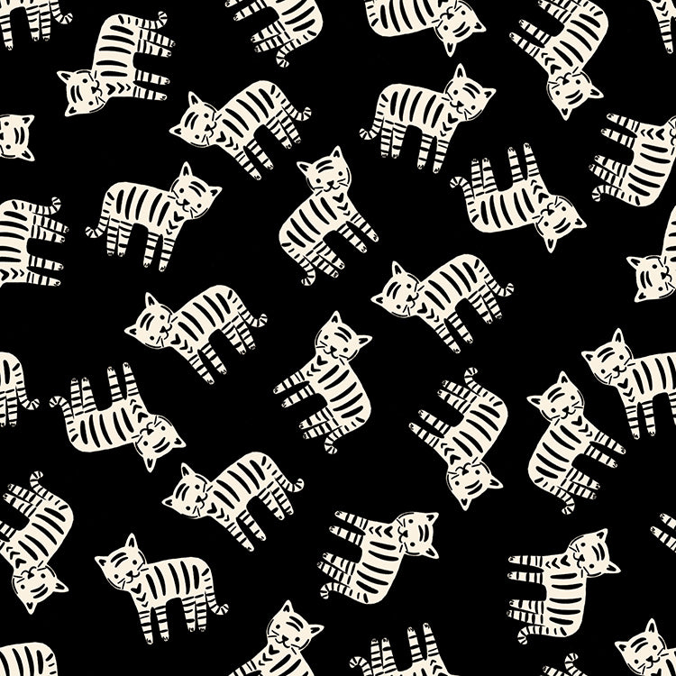 PREORDER 1-800-Calico || Meow Black || Cotton Quilting Fabric