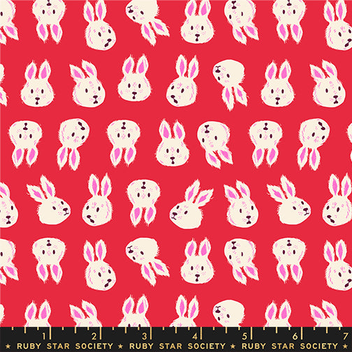 PREORDER Hello Alice || Rushing Rabbit Ruby || Cotton Quilting Fabric