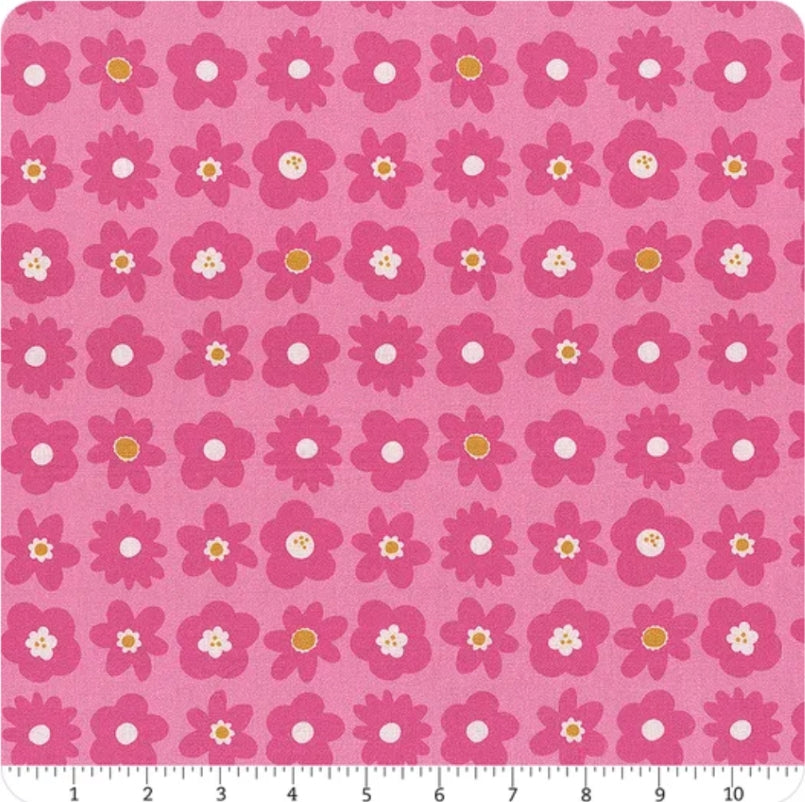 Joyful June || Blooms Pink || Cotton Quilting Fabric