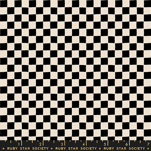 PREORDER Daisy Days || Block Print Black || Cotton Linen Canvas HALF YARD