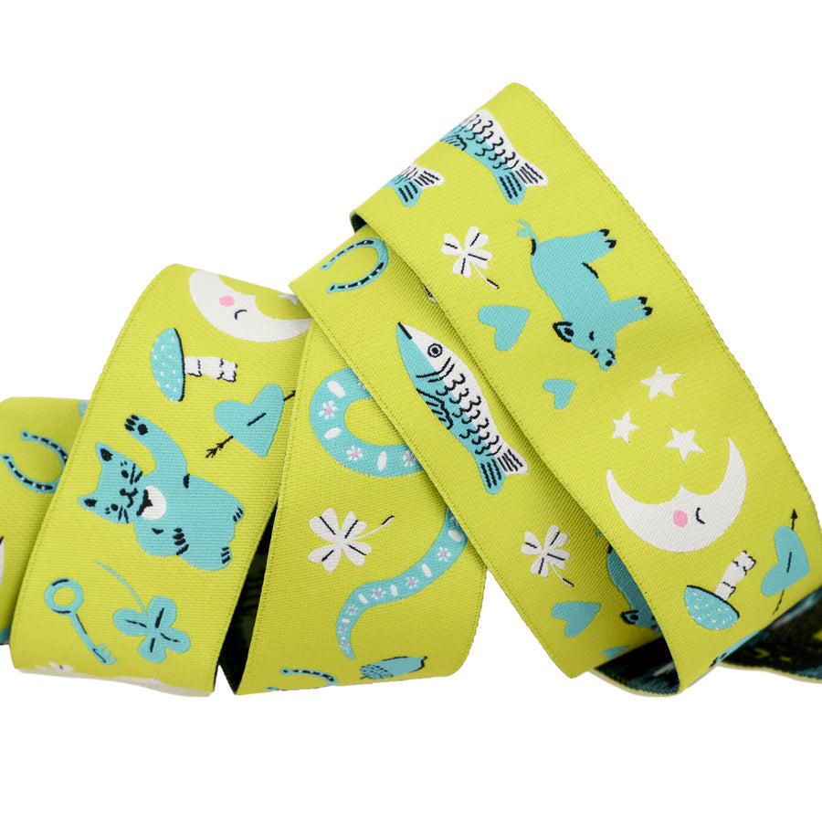 Designer Renaissance Ribbons: Ooh Lucky Lucky - Lucky in Citron 1.5" BTY