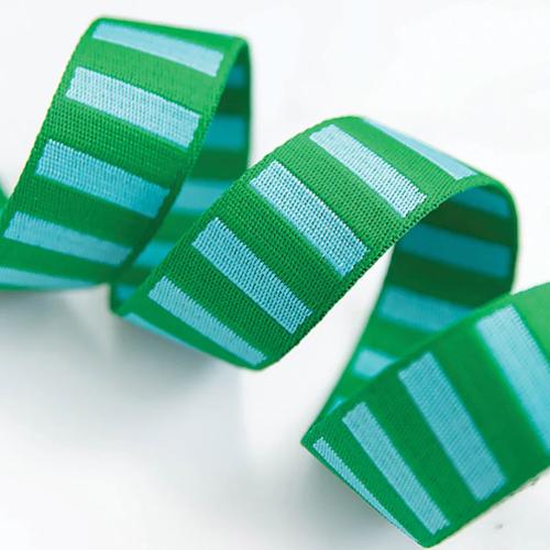 1.5" Webbing || Billiard/Turquoise Stripe || Half Yard