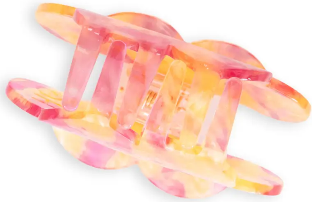 Daisy Button Pink and Yellow Large Hair Claw Clip
