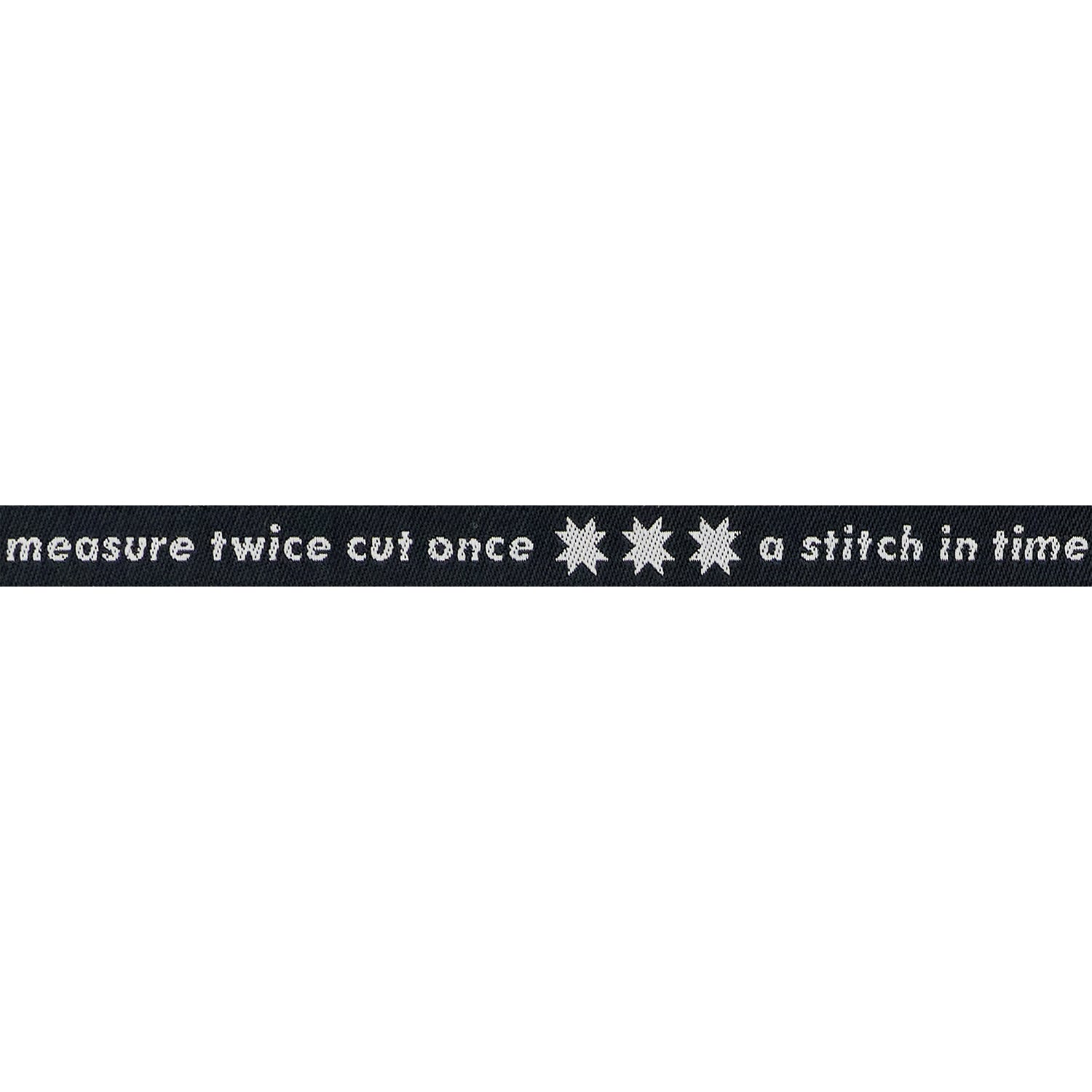 PREORDER Designer Renaissance Ribbons: Measure Twice Black 3/8" BTY