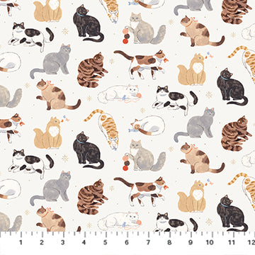 Paws & Play | Cream Cats | Cotton Quilting Fabric