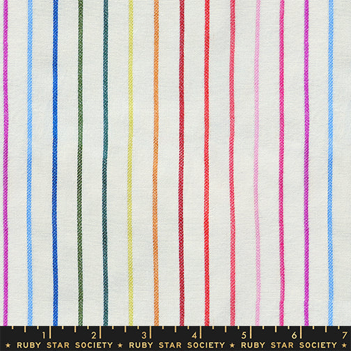 PREORDER Warp and Weft Mystic Fable || Rainbow Stripe Natural || Cotton Quilting Fabric